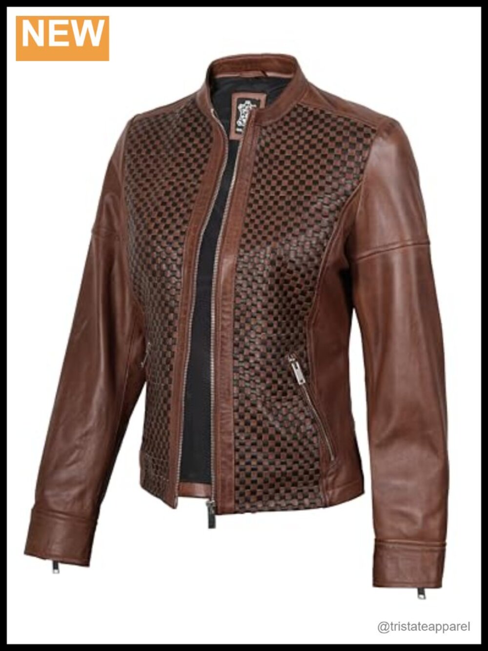 Genuine Lambskin Leather Cafe Racer Biker Jacket for Women